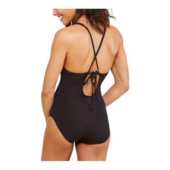 Andie NWT The Bali Flattering Neckline One Piece Swimsuit Black Small Tall - Picture 15 of 15